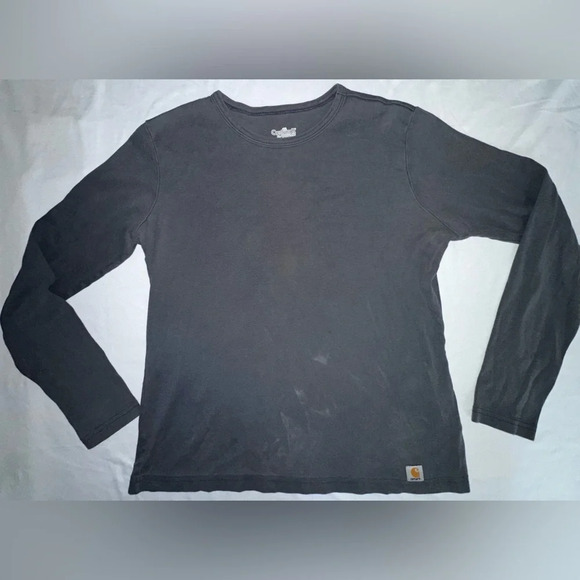 Carthartt Women’s Grey Long Sleeve 100% Cotton Tee Size Large 12-14 - Picture 1 of 10